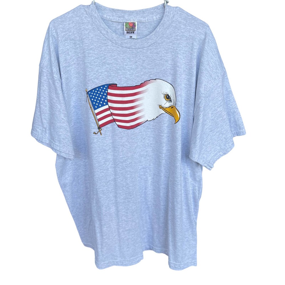 Vintage 911‎ Shirt Adult 2X XXL Gray Eagle Patriotic Flag Tribute Short Sleeve